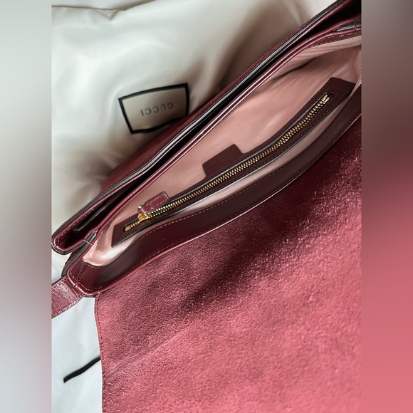 Gucci Arli Medium Suede & Leather Shoulder Bag Crossbody Handbag - Picture 9 of 11